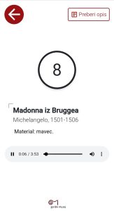Lettore della descrizione audio di un oggetto esposto con possibilità di selezionare la versione testuale.