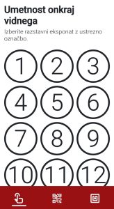 Pagina «L’arte oltre il visibile» con tastierino numerico per selezionare la descrizione audio dei singoli oggetti esposti.